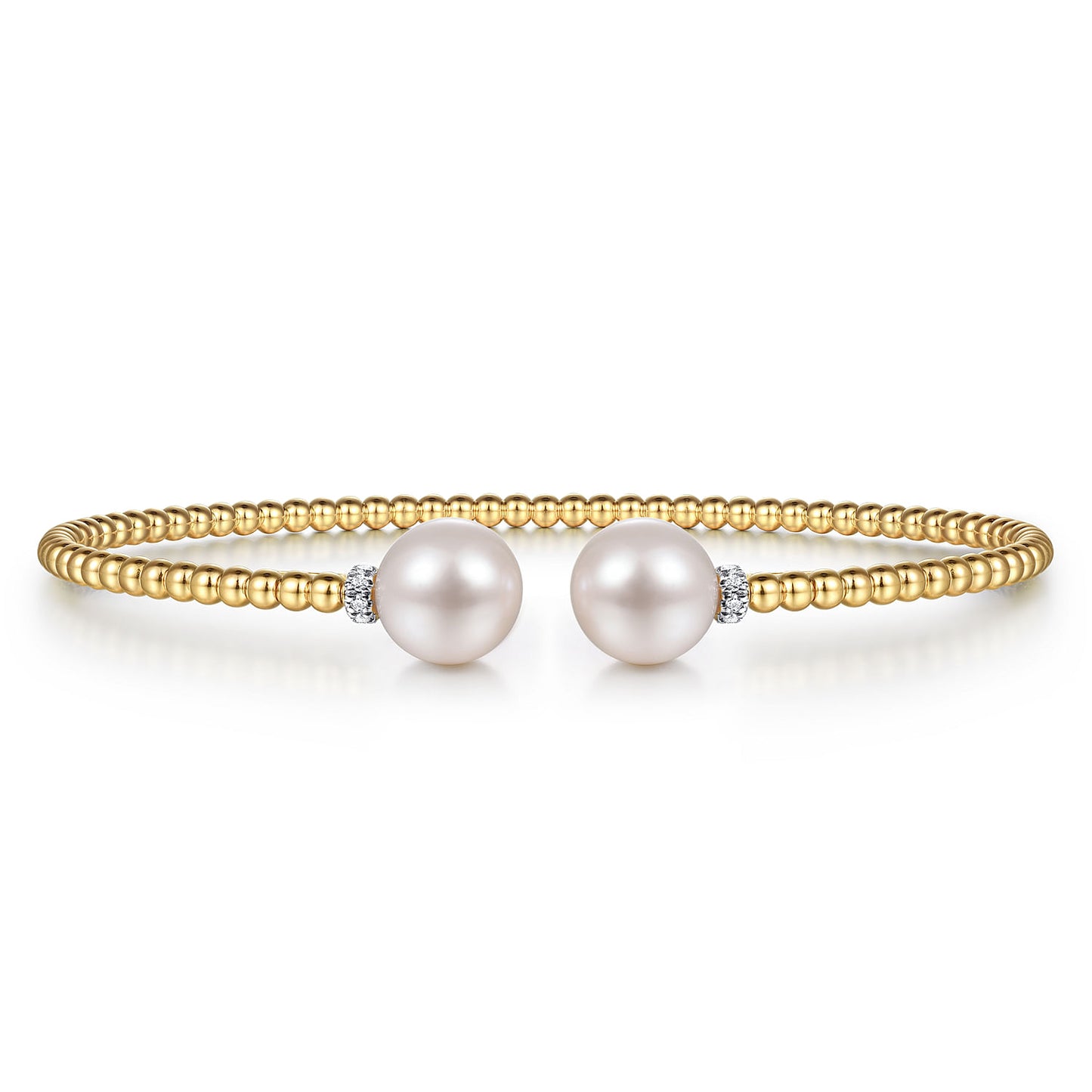 14K Gold Bujukan Diamond and Pearl Split Bangle