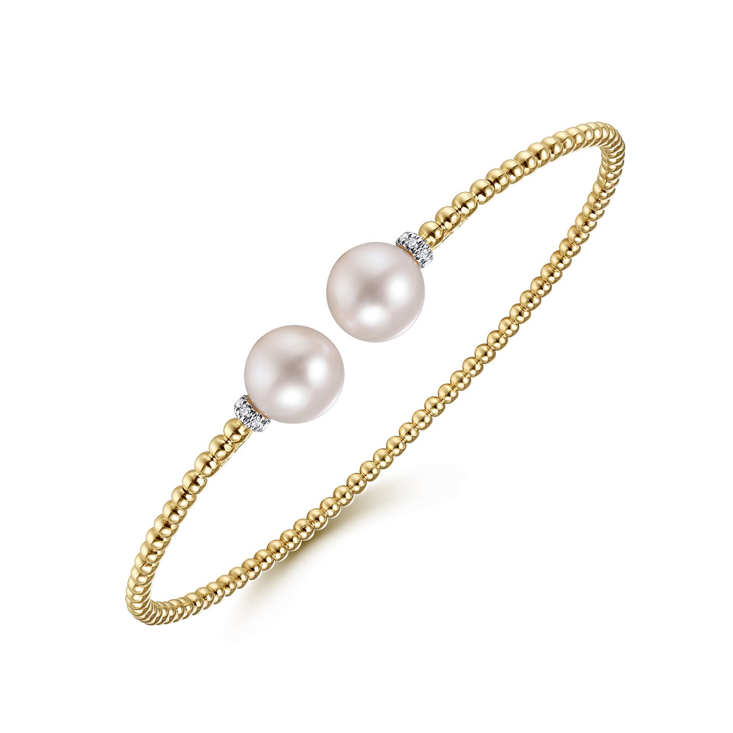 14K Gold Bujukan Diamond and Pearl Split Bangle