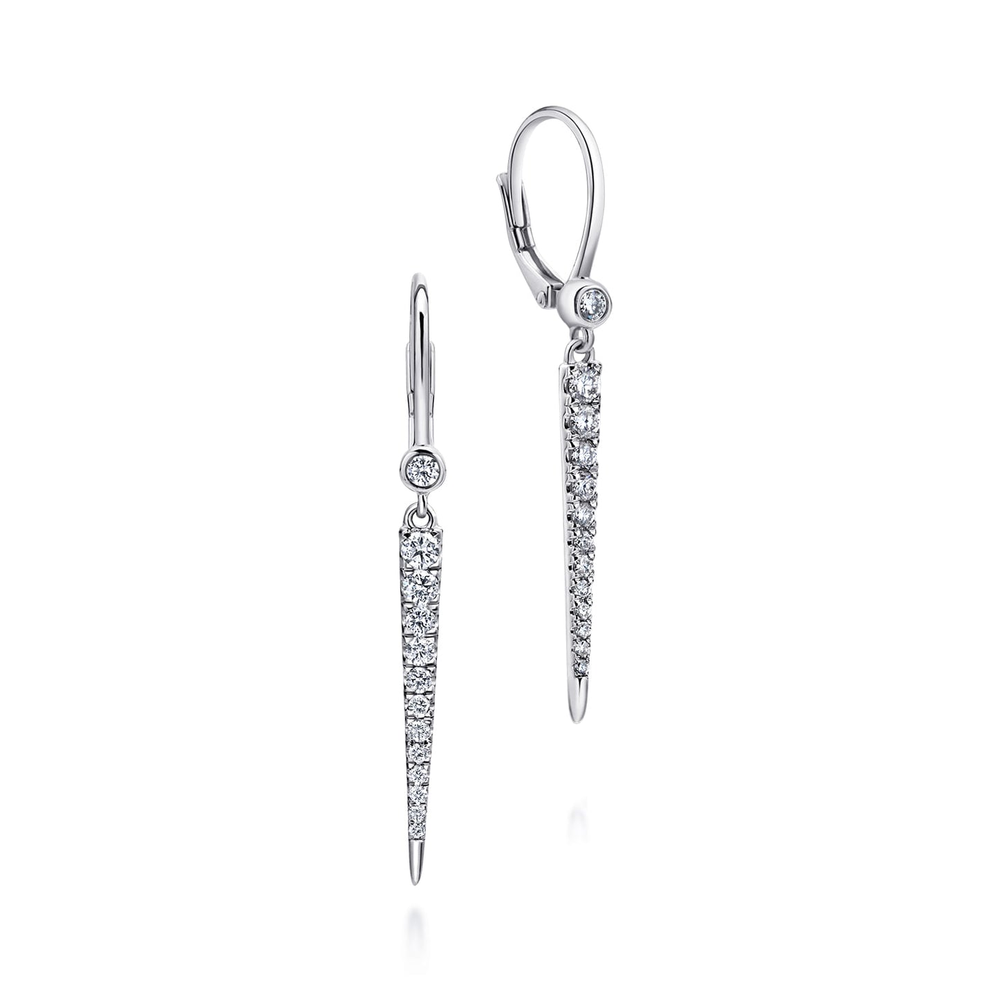 14K White Gold Peek A Boo Spike Diamond Earrings