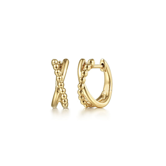 14K Yellow Gold Bujukan Twisted Huggy Earrings