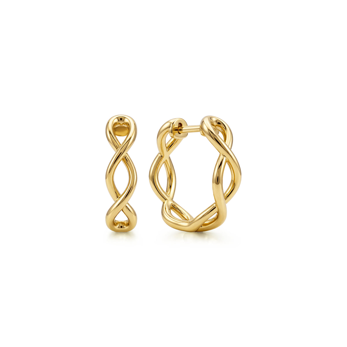 14K Yellow Gold "Woven" Huggie Earrings