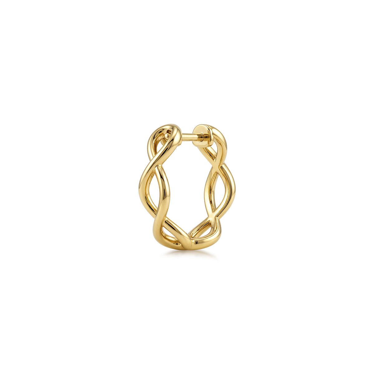 14K Yellow Gold "Woven" Huggie Earrings