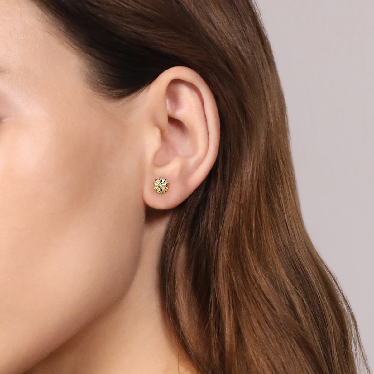 14K Yellow Gold Yellow & White Gold Diamond Stud Earrings
