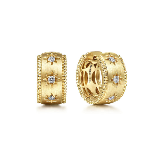 14K Yellow Gold Bujukan Diamond Huggy Earrings