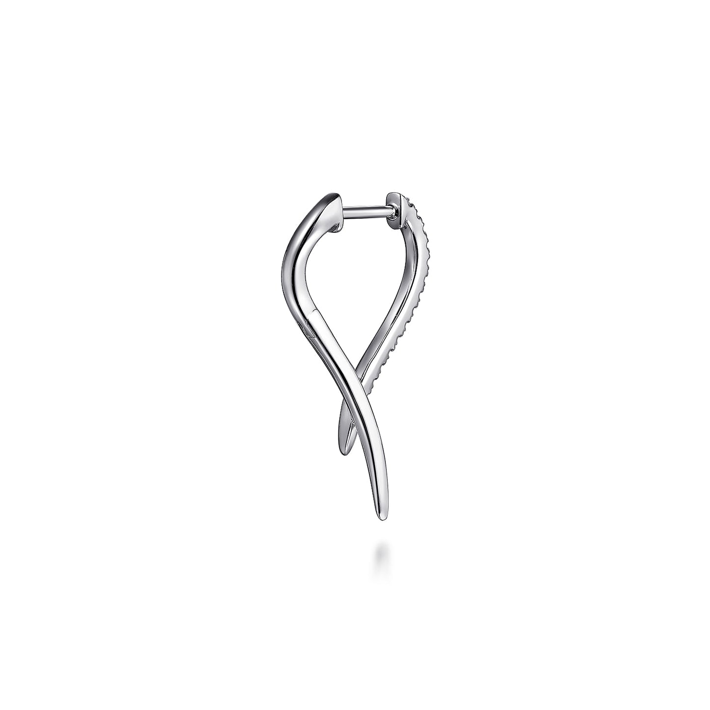 14K White Gold Diamond Spike Drop Earrings