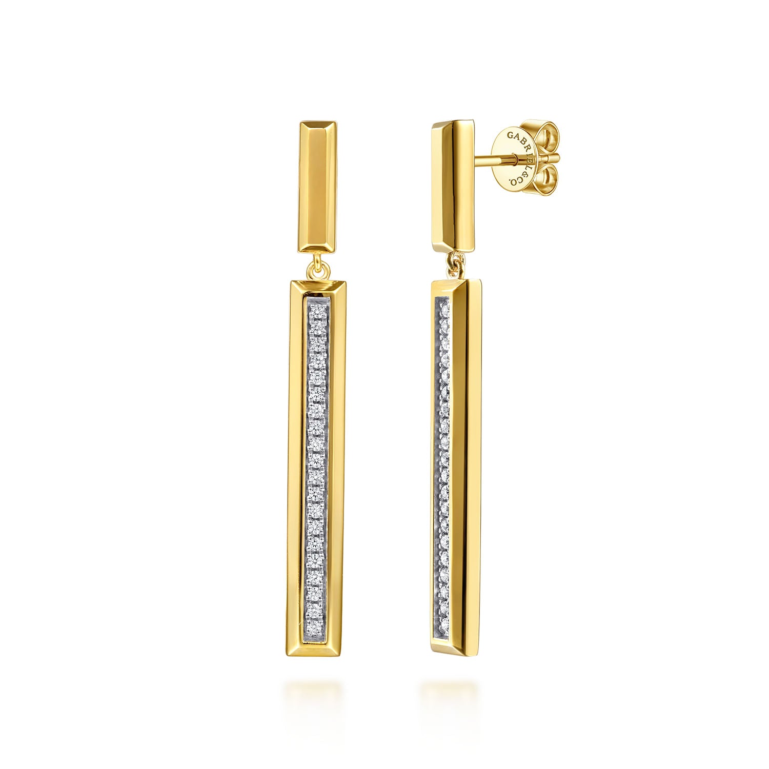 14K Yellow Gold Diamond Elongated Pyramid Stud Drop Earrings – Fabri ...