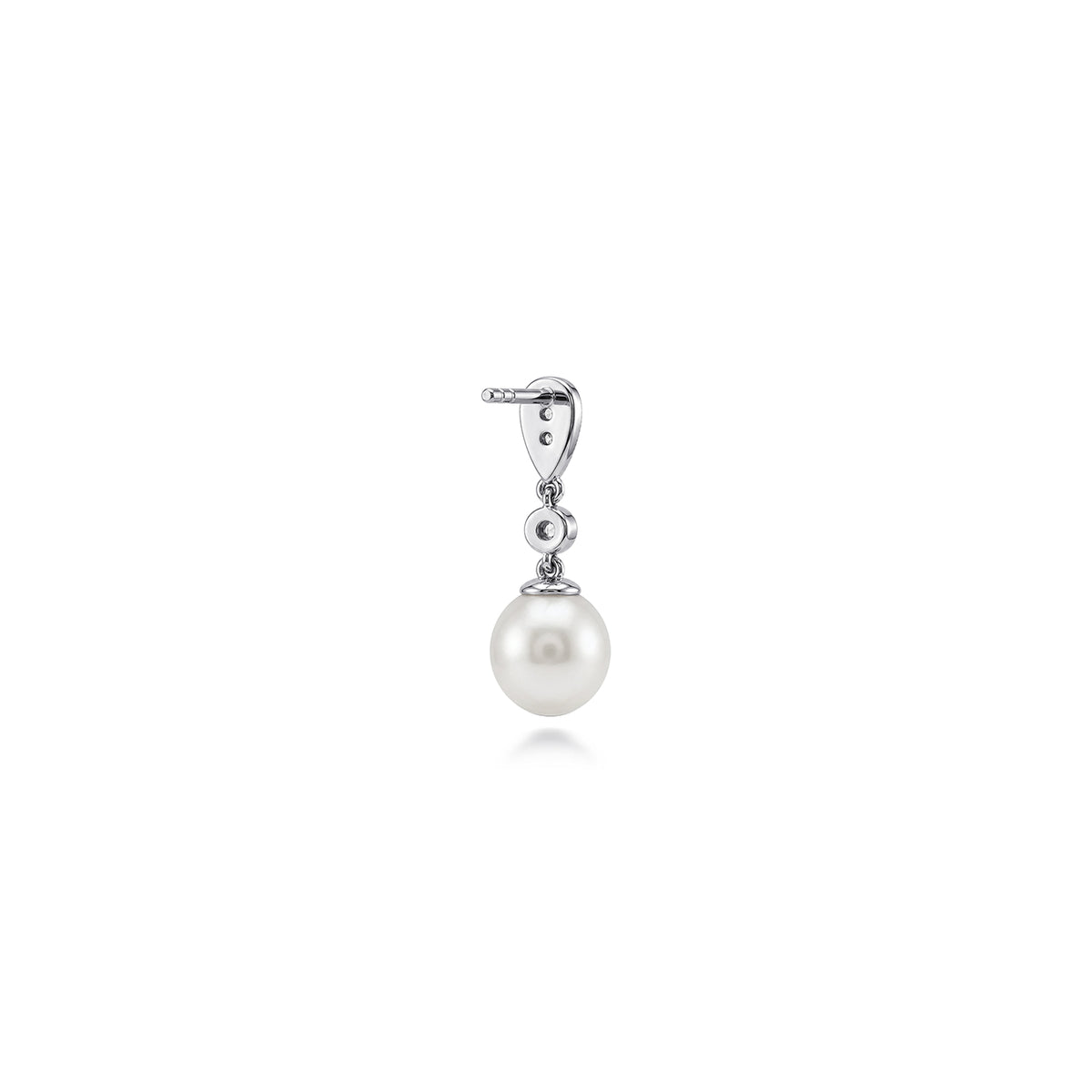 14K White Gold Pearl & Diamond Drop Earrings