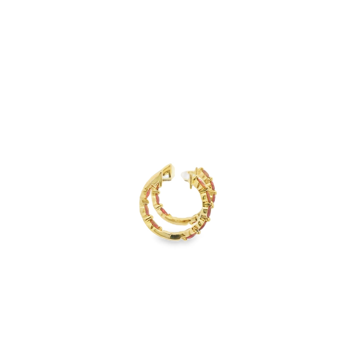 14K Yellow Garnet Inside/Out Hoop Earrings