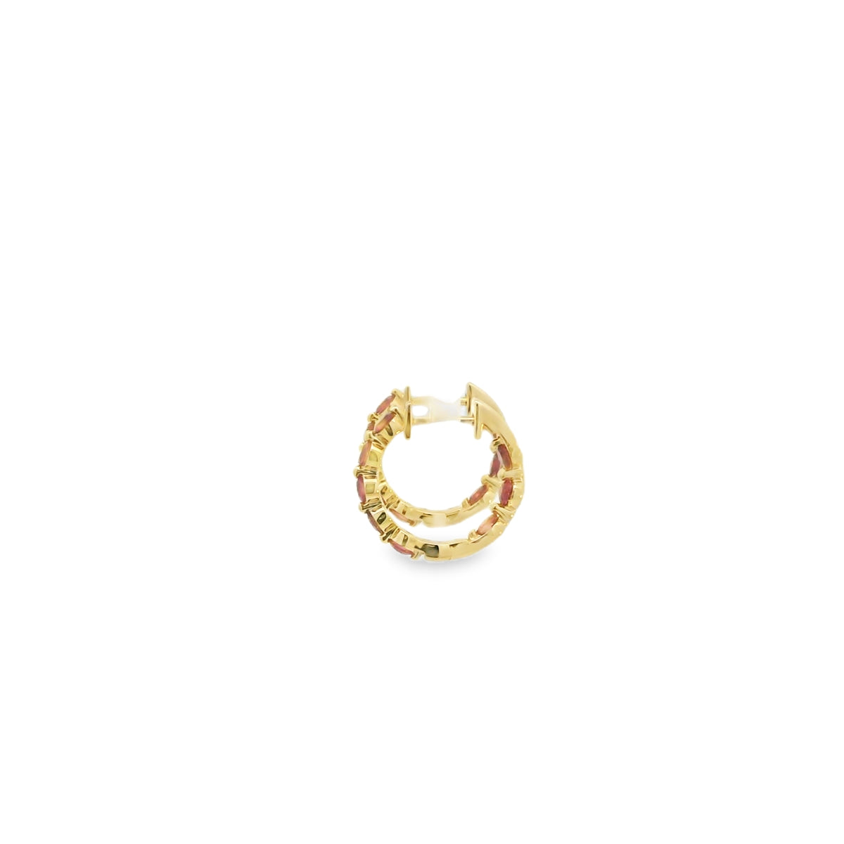 14K Yellow Garnet Inside/Out Hoop Earrings