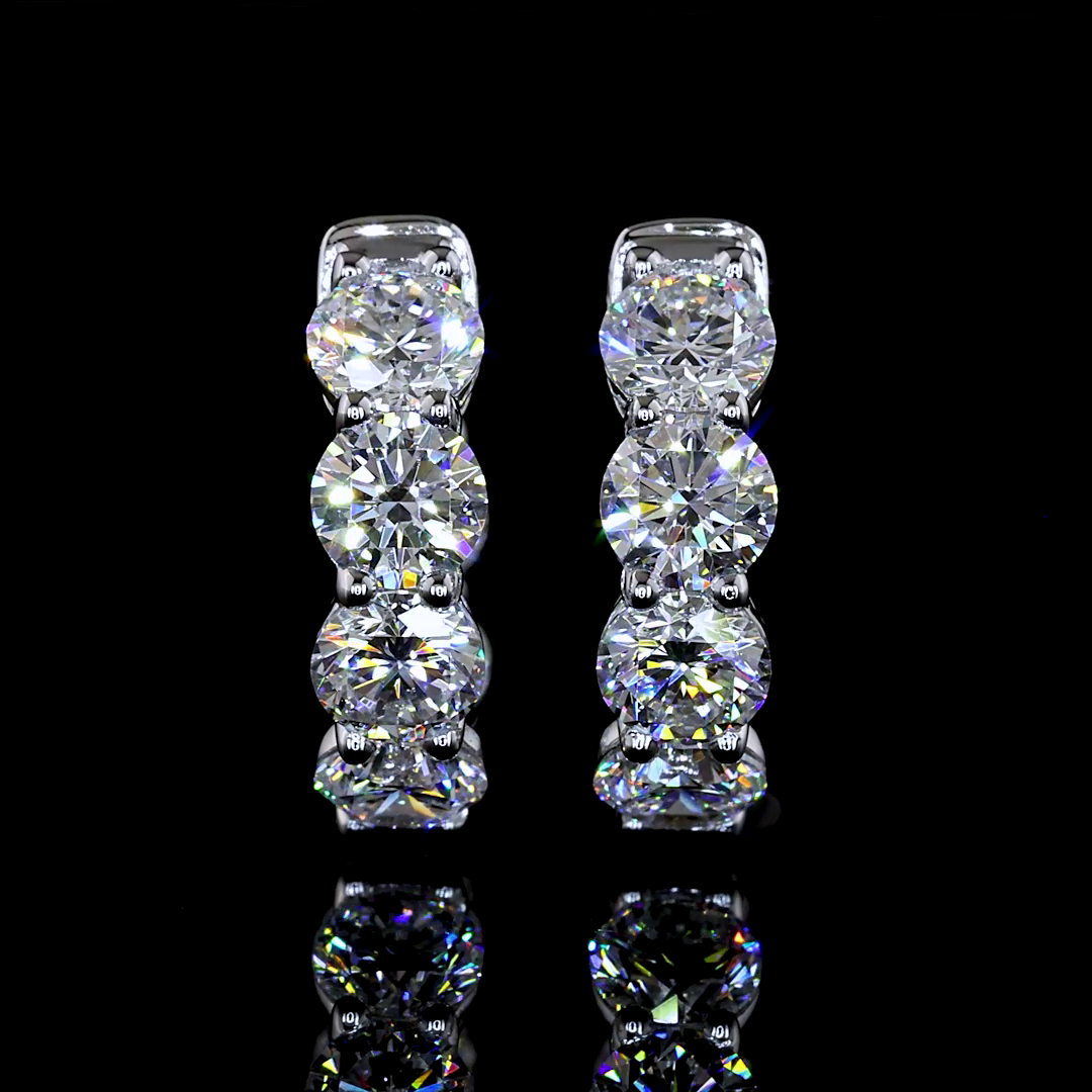 14K White Gold Lab Grown Diamond Inside-Out Hinged Hoop Earrings