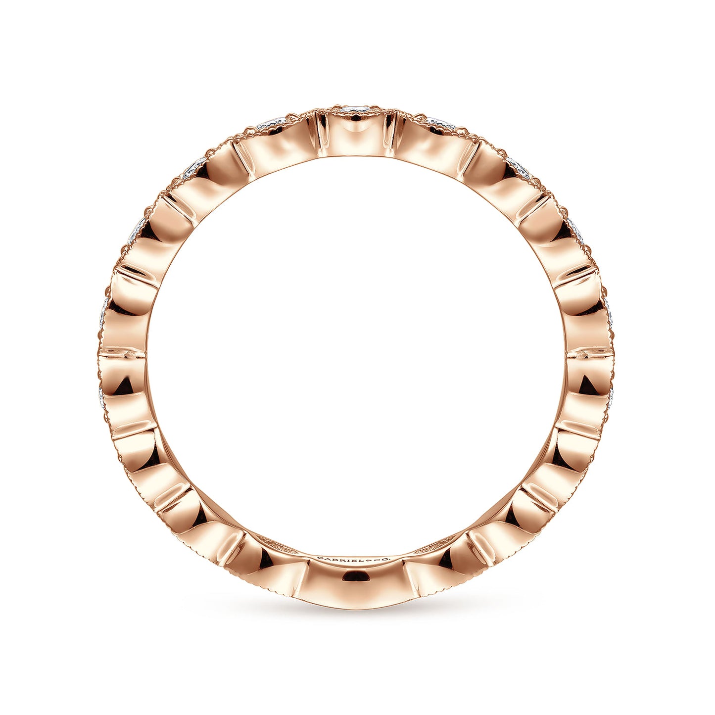 14K Rose Gold Marquise Station Diamond Stackable Ring