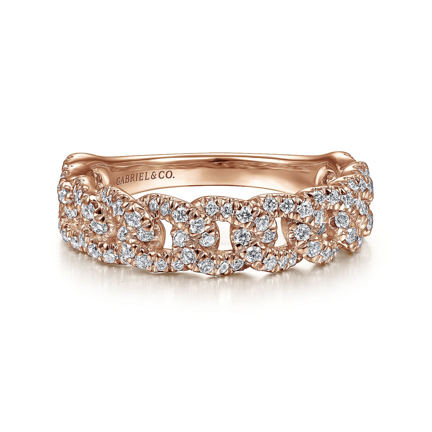 14K Gold Chain Link Stackable Diamond Ring