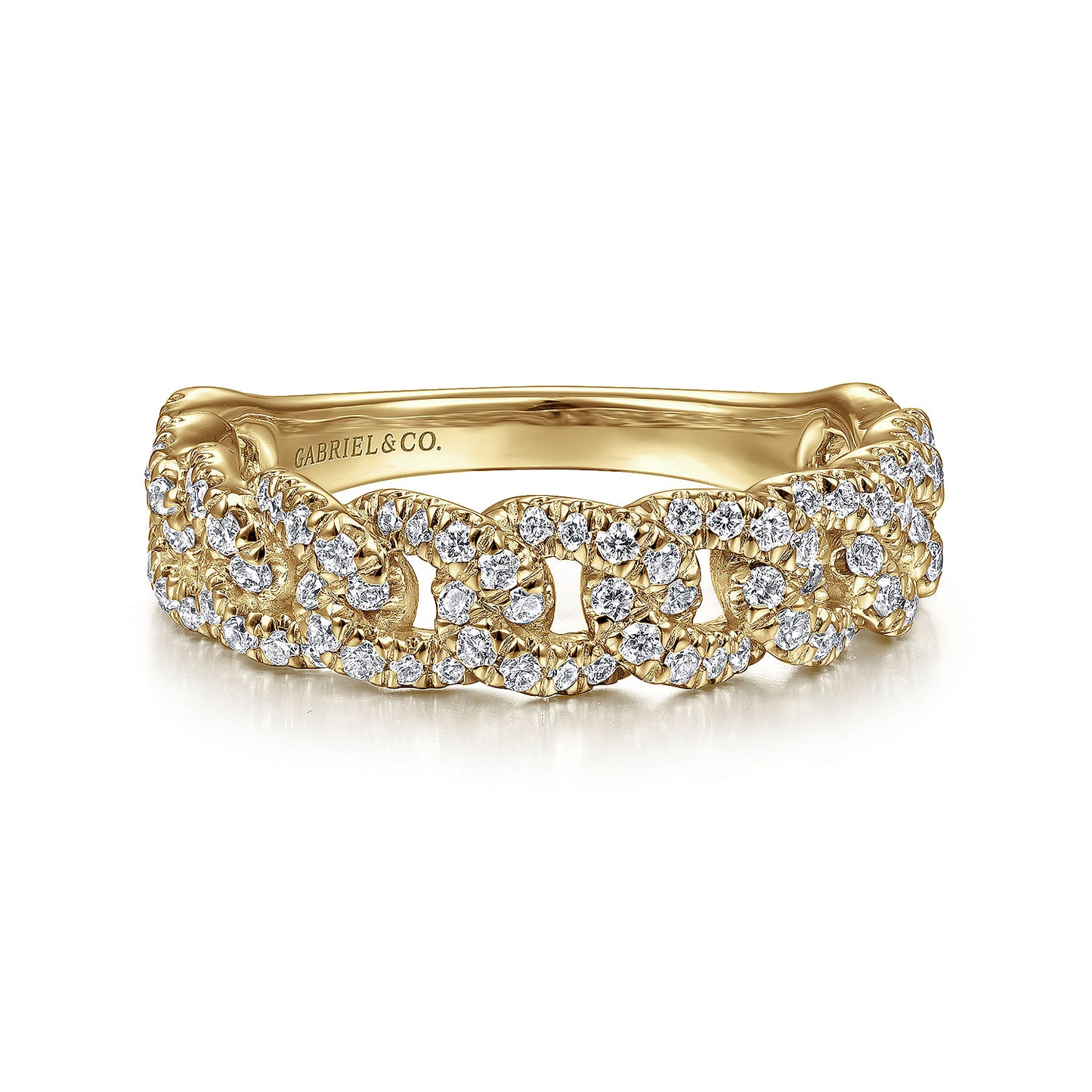 14K Gold Chain Link Stackable Diamond Ring