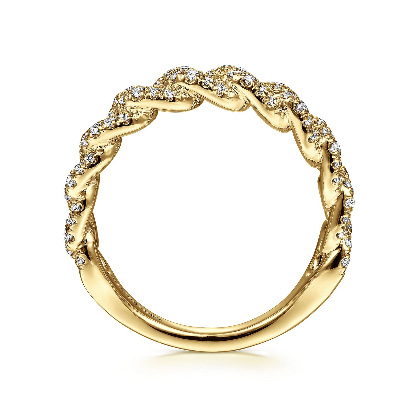 14K Gold Chain Link Stackable Diamond Ring