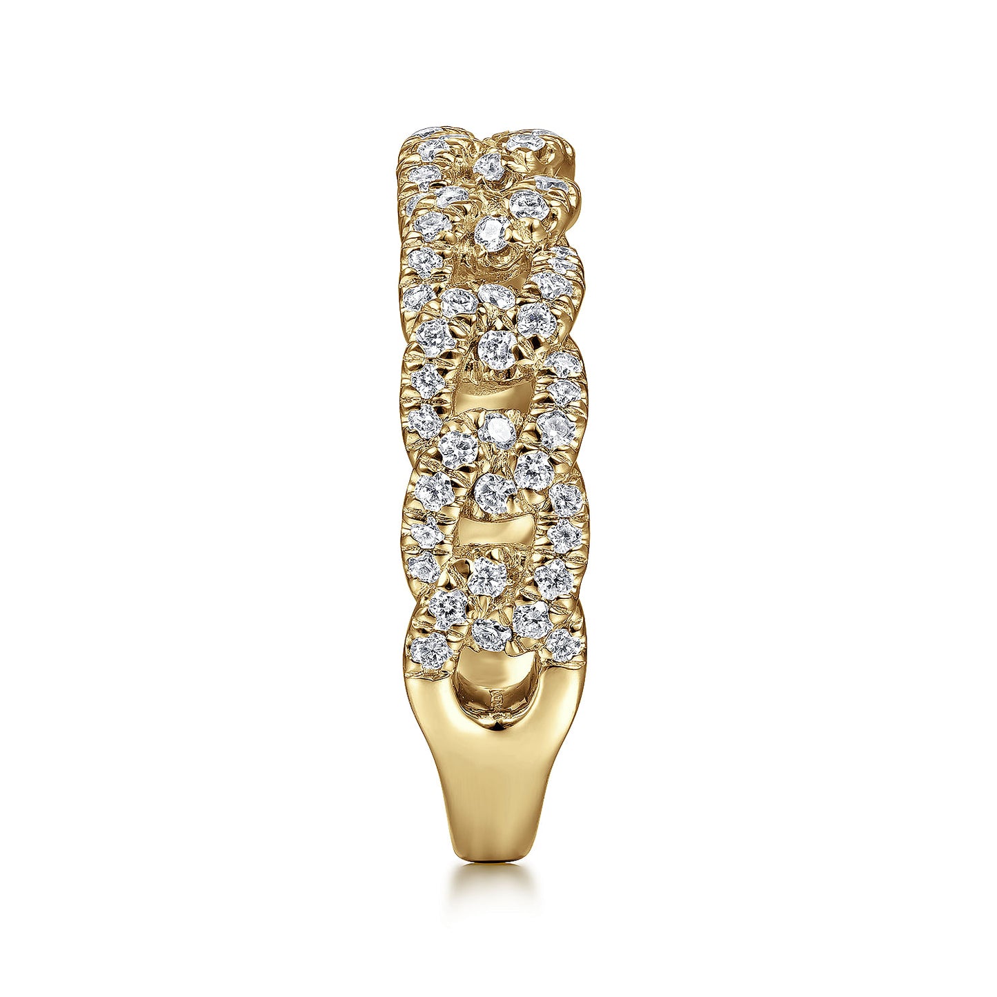 14K Gold Chain Link Stackable Diamond Ring