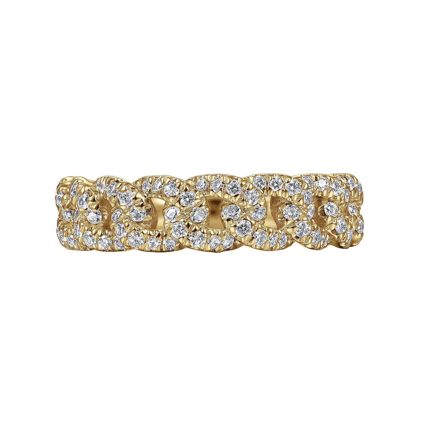 14K Gold Chain Link Stackable Diamond Ring