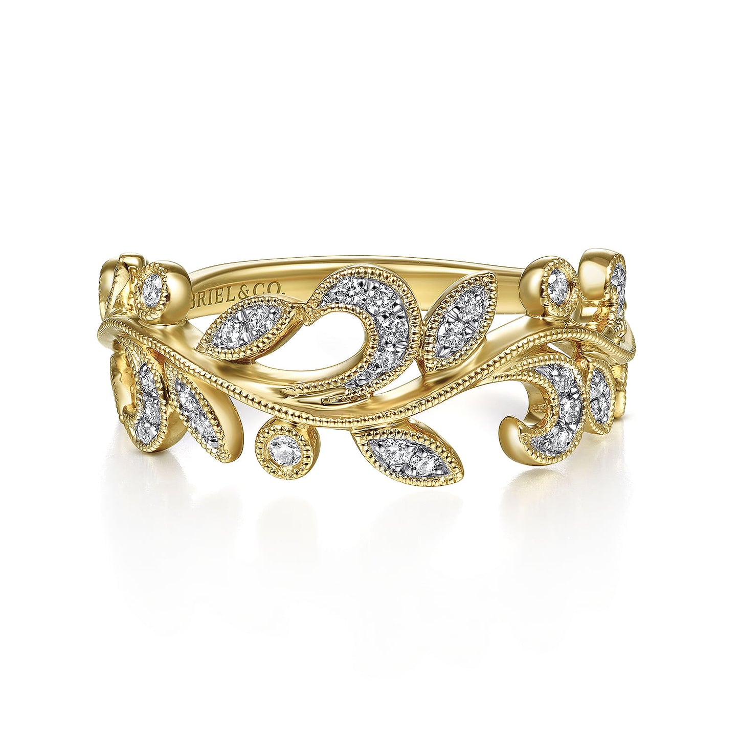 14K Yellow Gold Diamond Floral Ring