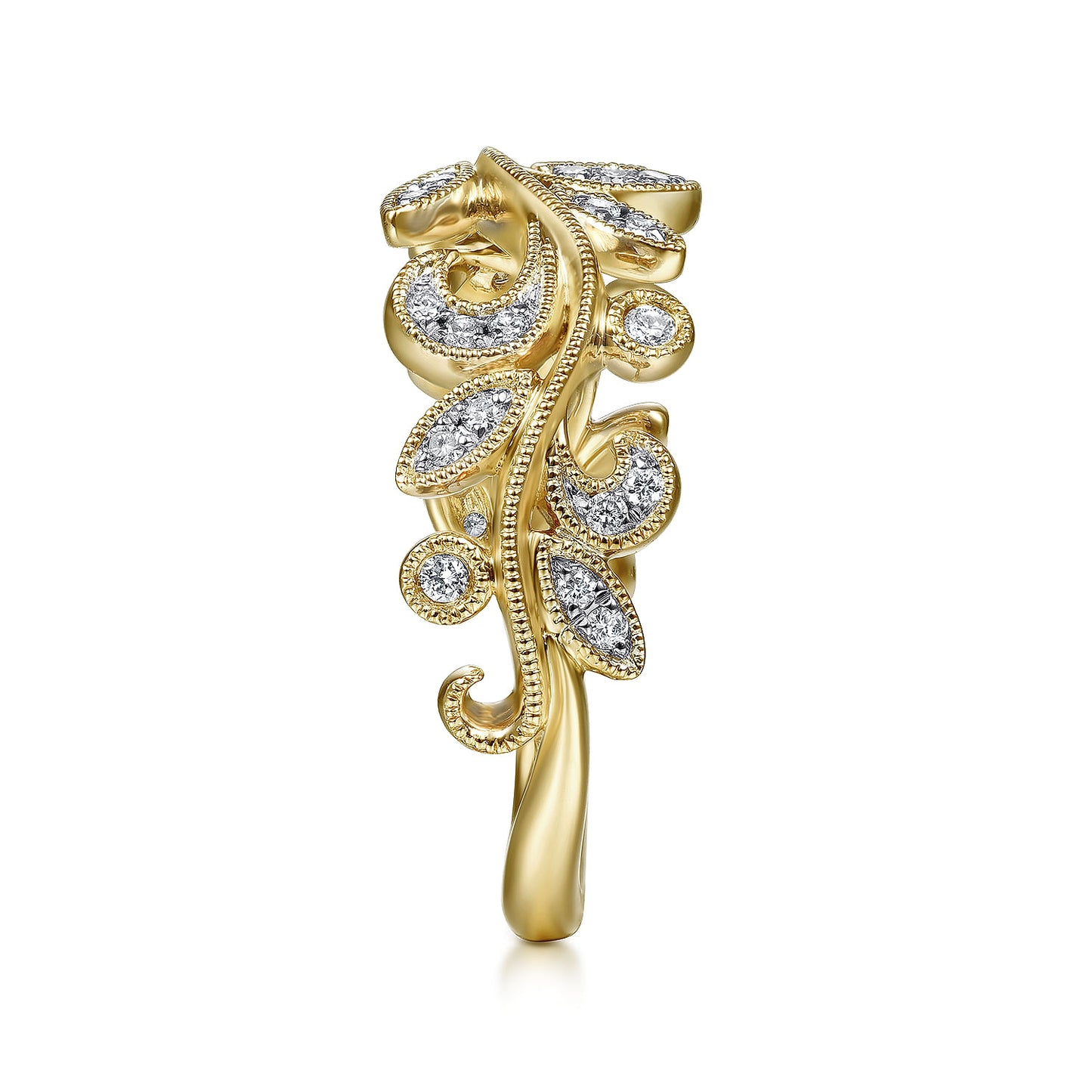 14K Yellow Gold Diamond Floral Ring