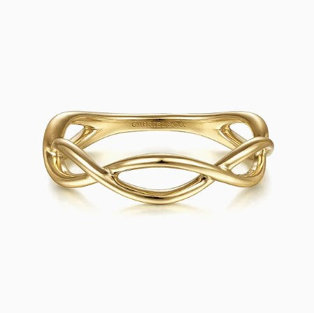 14K Gold Plain Twisted Stackable Ring