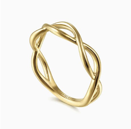 14K Gold Plain Twisted Stackable Ring