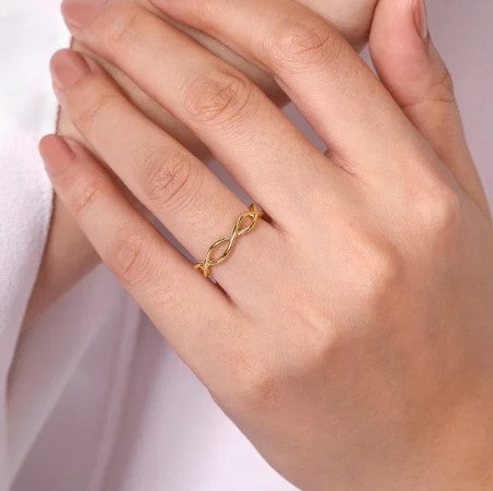 14K Gold Plain Twisted Stackable Ring