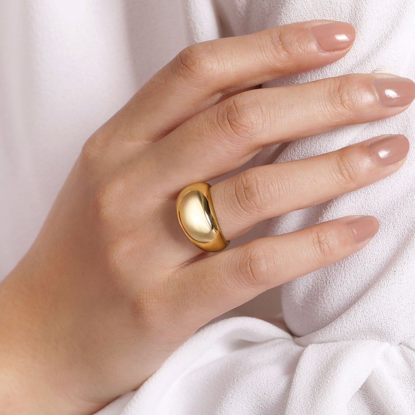 14K Yellow Gold High Polished Dome Ring