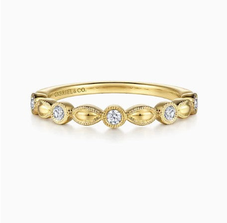 14K Yellow Gold Diamond Marquise Shape Stackable Ring