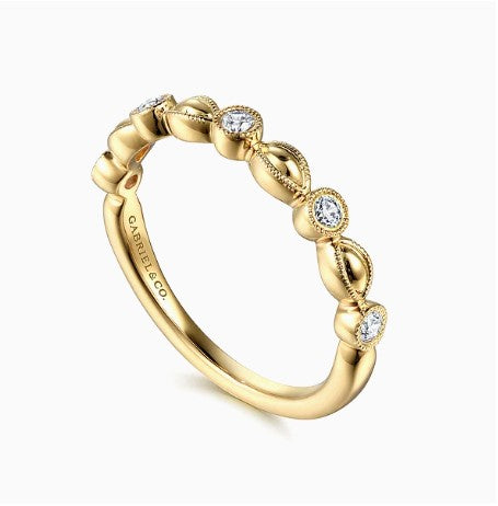 14K Yellow Gold Diamond Marquise Shape Stackable Ring