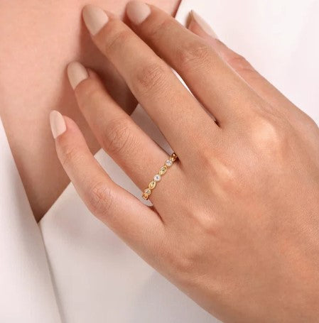 14K Yellow Gold Diamond Marquise Shape Stackable Ring