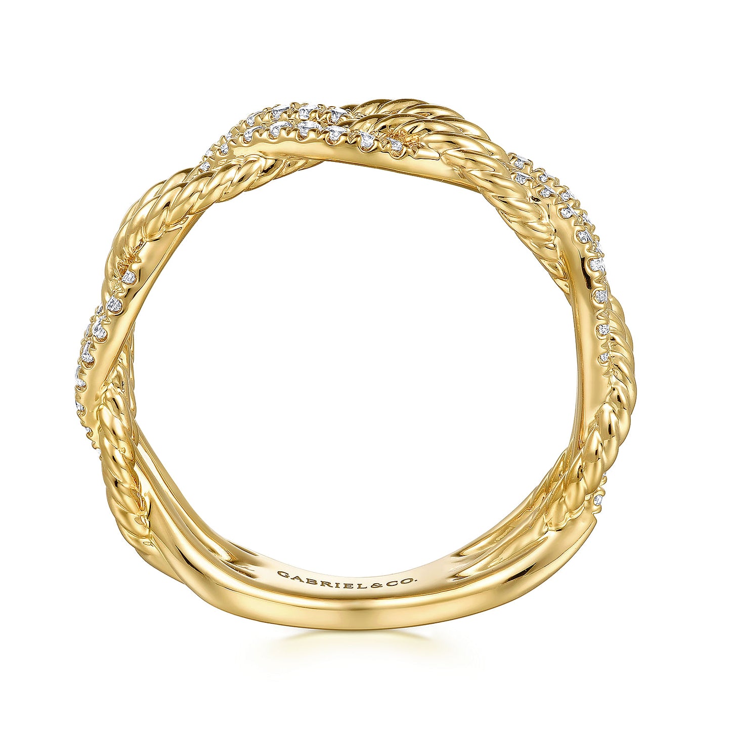 14K Yellow Gold Diamond Twisted Ladies Ring