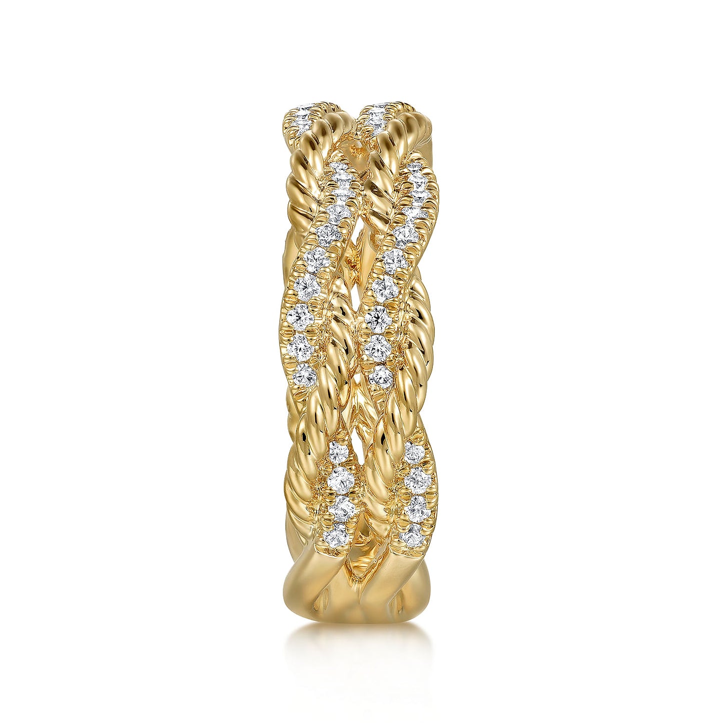 14K Yellow Gold Diamond Twisted Ladies Ring