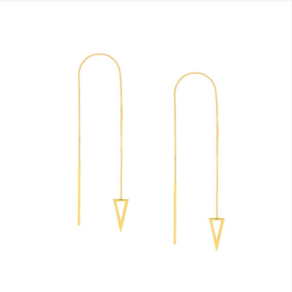 14K Gold Open Pyramid Threader Earrings