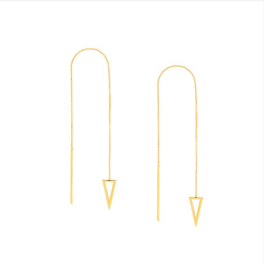 14K Gold Open Pyramid Threader Earrings