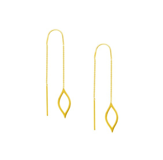 14k Gold Fancy Marquise Threader Earrings