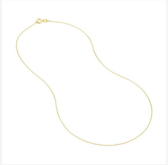 14K Yellow Gold 0.7mm Cable Chain with Spring Ring