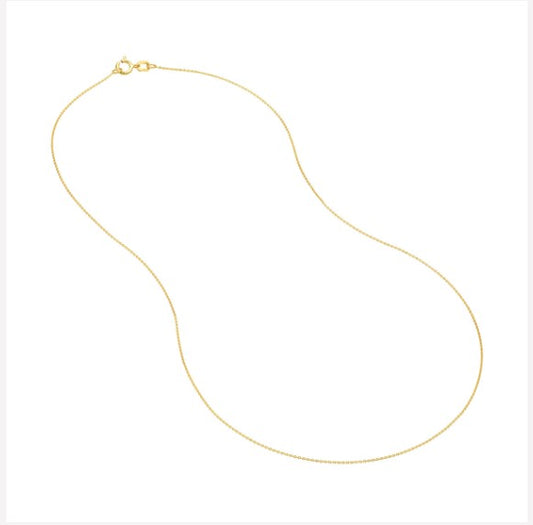 14K Yellow Gold 0.7mm Cable Chain with Spring Ring