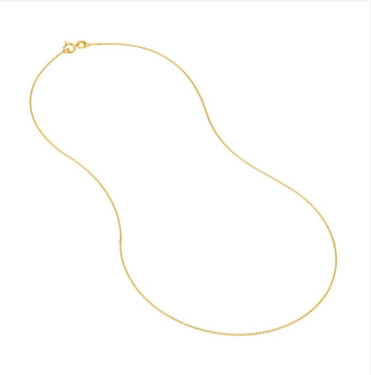 14K Yellow Gold 0.9mm Cable Chain with Spring Ring