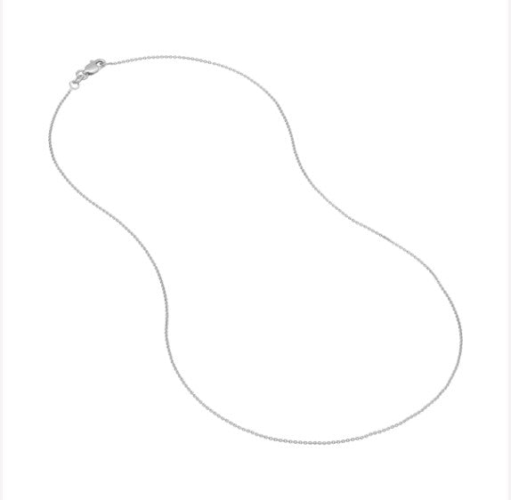 14K White Gold 0.9mm Cable Chain with Lobster Lock