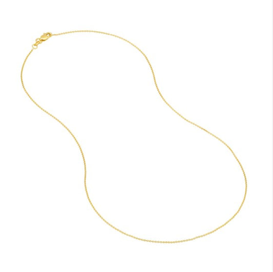 14K Yellow Gold 0.9mm Cable Chain with Lobster Lock