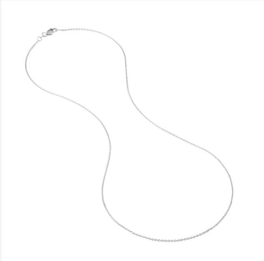 14K White Gold 1.05mm Cable Chain with Lobster Lock