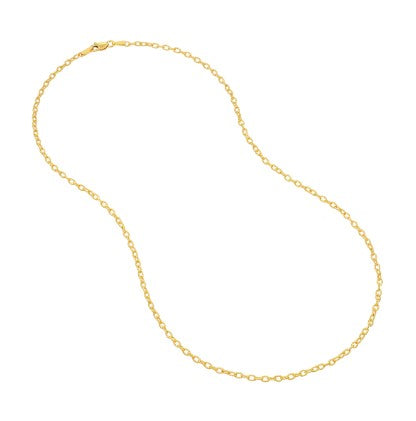 14K Gold 2.30mm Designer Rolo Chain with Lobster Lock - 18 Inch Length