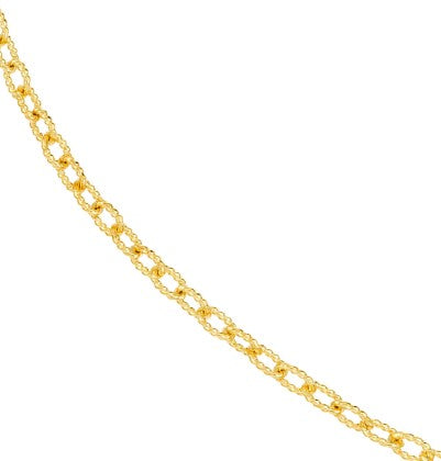 14K Gold 2.30mm Designer Rolo Chain with Lobster Lock - 18 Inch Length