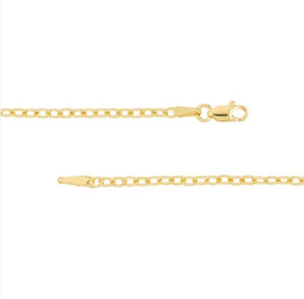 14K Gold 2.30mm Designer Rolo Chain with Lobster Lock - 18 Inch Length