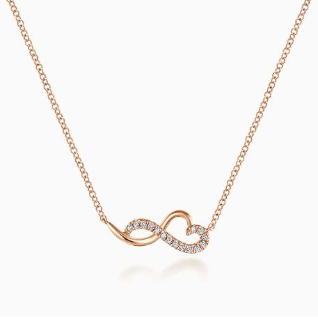 14K Gold Diamond Infinity Heart Pendant Necklace