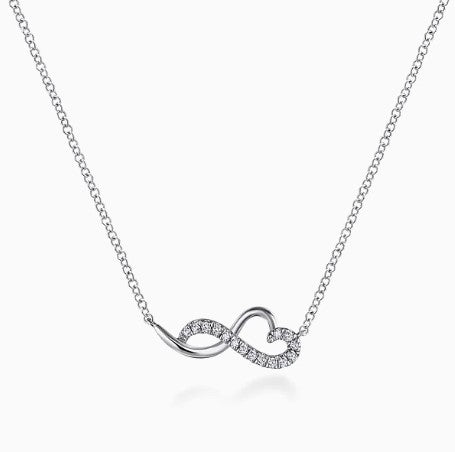 14K Gold Diamond Infinity Heart Pendant Necklace