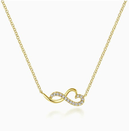 14K Gold Diamond Infinity Heart Pendant Necklace