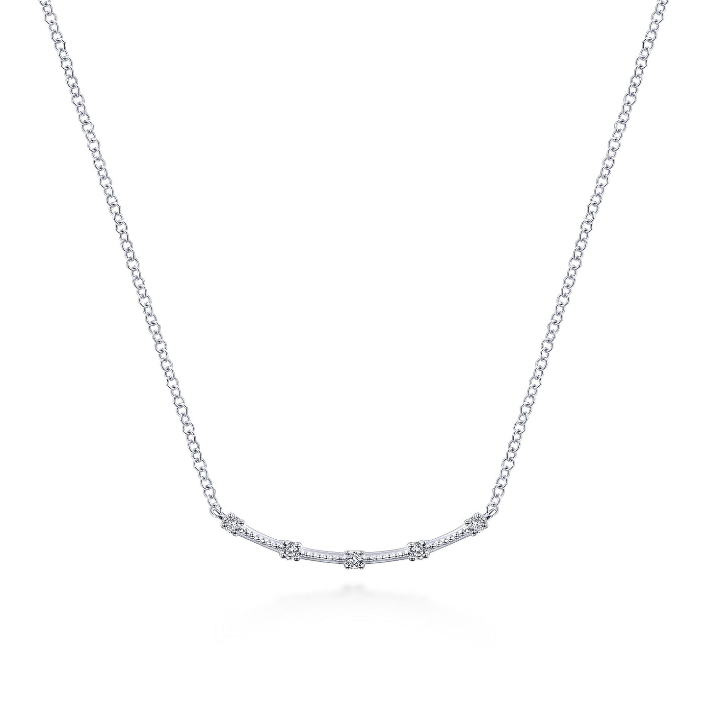 14K Gold Diamond Stations Bar Necklace