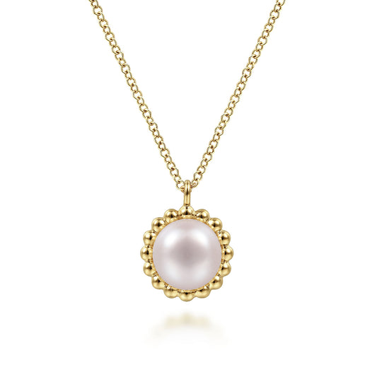 14K Yellow Gold Bujukan Pearl Pendant Necklace