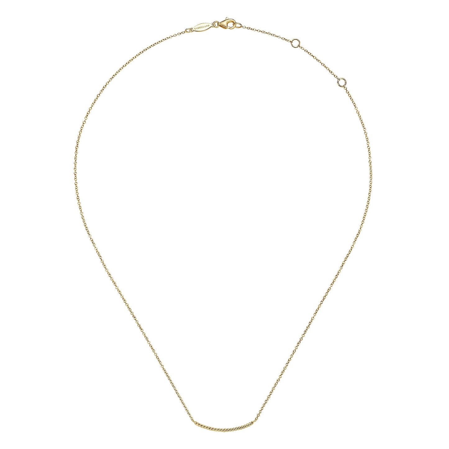 14K Yellow Gold Twisted Rope Curved Bar Necklace