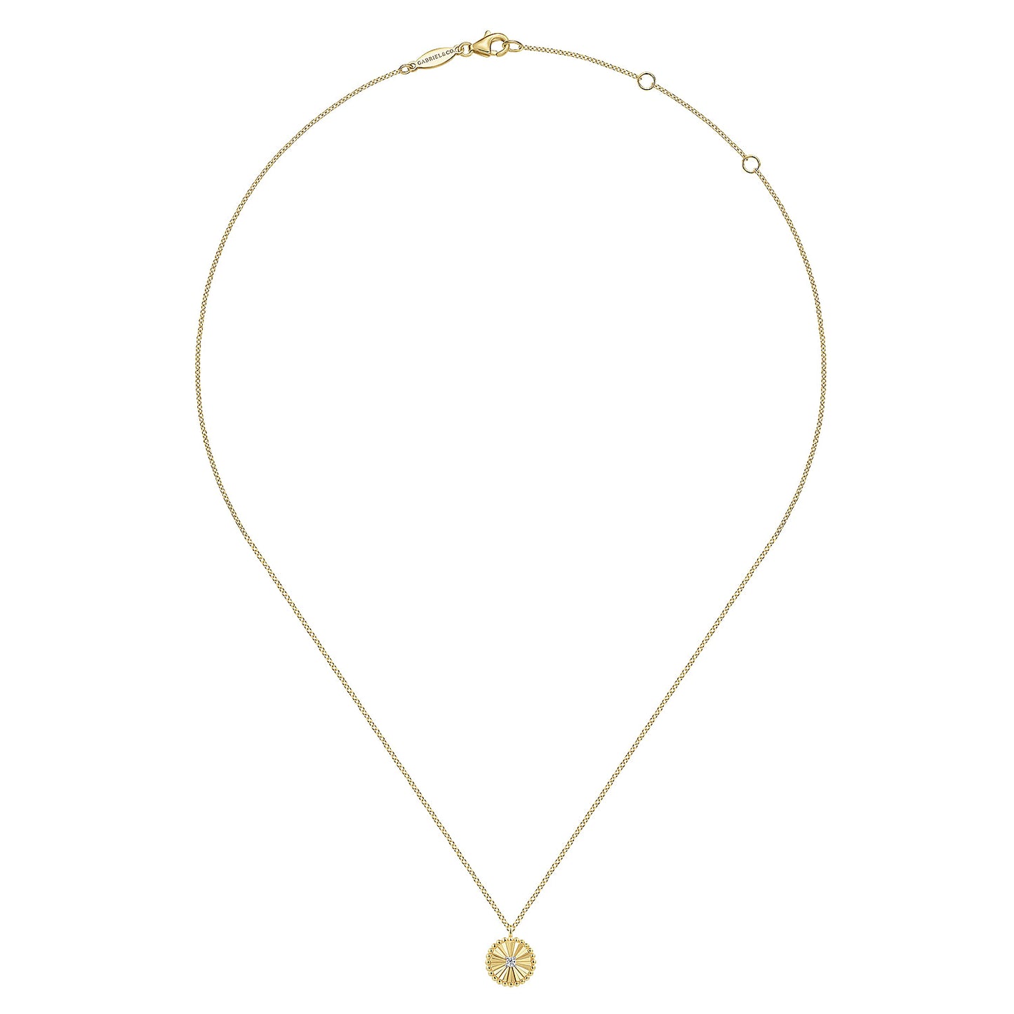 14K White-Yellow Gold Bujukan Diamond Cut Pendant Necklace
